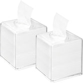 Yopay 2pack clear tissue dispensers front view for tidy countertops