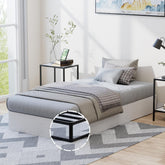 YORMDMO 9-inch box spring with fabric cover provides durable twin-bed support.