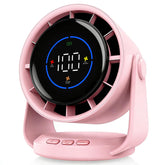 YOSHENMO desk fan pink front view showing compact design