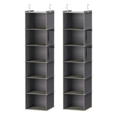 YOUDENOVA grey hanging closet organizer with six shelves for neat wardrobes