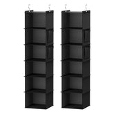 YOUDENOVA hanging closet organizer close-up shows bamboo inserts for sturdy shelf support.