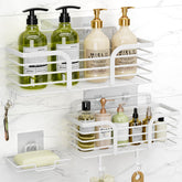 Yougai shower caddy front view highlights sleek stainless steel for a tidy bath