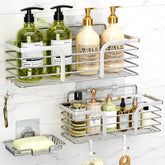 Yougai shower caddy main shelf shows durable stainless steel storage for a tidy bathroom.
