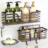 Yougai shower caddy wall mount brown for organized bathroom storage.