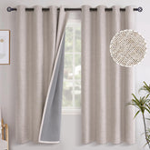 YoungsTex beige linen blackout curtains panel set blocks daylight for better sleep.