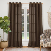YoungsTex brown curtain panel front view with textured linen for a warm living room
