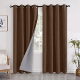 YoungsTex dark brown linen curtain panel with grommets for easy hanging and light control.