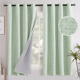 YoungsTex Green Linen Blackout Curtains fabric closeup highlights soft texture and sage color