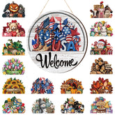 Yousoontic welcome sign with interchangeable discs for year-round curb appeal