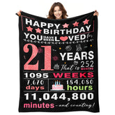YPURTSD 21st birthday blanket close-up text showing heartfelt message.