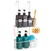 YQh stainless steel double-layer rack front view for organized shower products