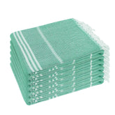 YSYJ Turkish Beach Towel six-pack in teal on display for beach lounging