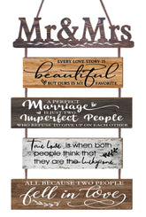 Yudarte Mr & Mrs rustic wall collage 5-panel display creates a warm farmhouse centerpiece.