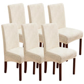 YUEANG beige pack6 front view chair cover refreshes the dining room ambiance