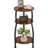 Yuede small round side table with 3-tier storage for compact spaces.