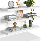 YUFLINX 23-inch white floating shelf on wall for organized display.