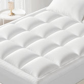 YUGYVOB full-size mattress topper closeup shows plush 600gsm spiral fiber