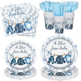 Yungyan blue jean baby dinner plate, durable and spill-resistant for gatherings.