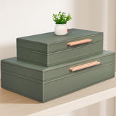 YUNSCEND decorative boxes with lids green large hold A4 papers neatly
