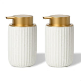 YURIAERY speckled white ceramic foam dispenser 12oz on bathroom sink, durable and stylish