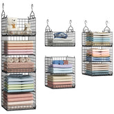 Yuyetuyo 5-tier closet organizer baskets on rod save space for clothing.