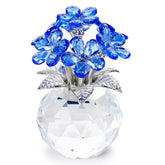 YWHL blue crystal forget-me-not figurine, front view, ideal memory keepsake on display