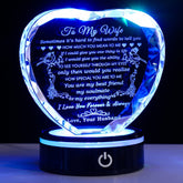 YWHL crystal heart with LED base glows warmly for anniversaries