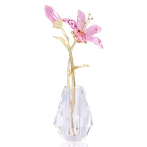 YWHL Crystal Lily Flower Figurine with Pink Vase adds subtle sparkle to any room and elevates home decor.
