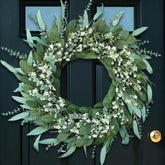 YXZZWL 26-inch eucalyptus and baby’s breath wreath for front door adds year-round curb appeal.