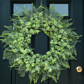 YXZZWL 26in eucalyptus and Boston fern wreath for front doors, lifelike outdoor decor.