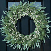 YXZZWL front door wreath with eucalyptus and babys-breath adds year‑round curb appeal