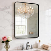 YYXW matte black frame bathroom mirror front view with slim profile