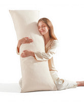 YZ HOME waffle weave body pillow beige on bed for comfy setup.