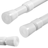 ZAIKEHHA 2-pack white spring tension rods ready for quick, no-drill hanging.