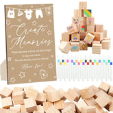 ZCPTZ baby shower block game sign with 72 blocks for guest messages.