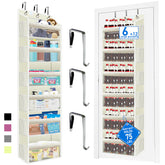 Zebricolo over-the-door organizer with bamboo frame and six tiers for clutter-free entryway storage.