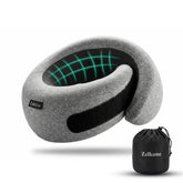 Zelkone travel neck pillow memory foam for long flights provides ergonomic neck support.