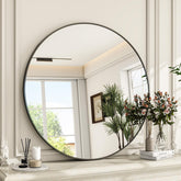 ZENOMIRRIS round mirror 24inch wall mount delivers crisp reflection for makeup and grooming