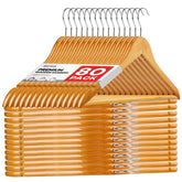 ZENOWICK wooden hangers 80-pack for coats and suits keep items wrinkle-free.