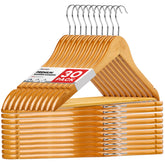 ZENOWICK wooden hanger for heavy coats keeps garments wrinkle-free.