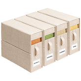 ZenStorage 4-pack sheet storage in beige keeps king- and queen-size sets organized.