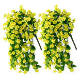 ZFProcess artificial hanging flowers in yellow brighten porches and patios.