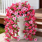 ZFProcess artificial morning glory hanging flowers in rose red and pink for charming outdoor decor