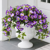 ZFProcess artificial petunias hanging flowers in purple add vibrant porch color.
