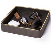 ZHEM key bowl entryway texture closeup showing premium faux leather quality