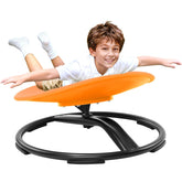 Zhenx Spinning Chair orange front view highlights approachable sensory seating for focus.
