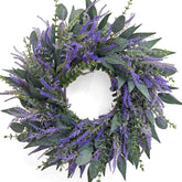 Zhoree Lavender Eucalyptus Wreath close-up of lavender blossoms for door decor