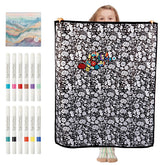 ZHOYIMIMI mushroom coloring blanket main view shows cozy velvet for creative coloring