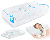 Zibroges cervical neck pillow front view highlights ergonomic contour for comfortable alignment.