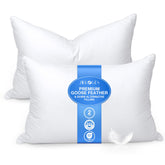 Zibroges feather pillows queen set 2 front view with plush support for all sleeping positions.
